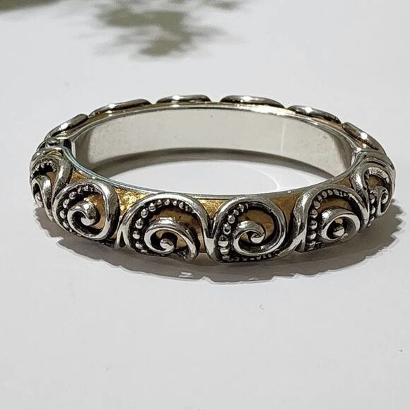 Brighton retired Love Story mixed metals hinged bangle bracelet - Picture 1 of 7